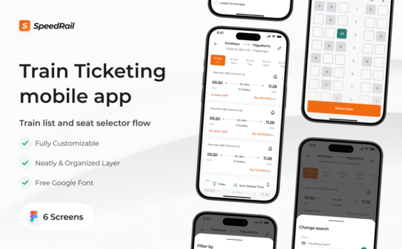 列车列表和座位选择流程 App UI Kit (FIG)