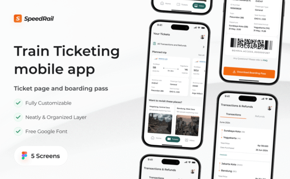 票务和登机牌流程 App UI Kit (FIG)