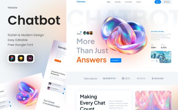 聊天机器人人工智能网站 (FIG,SKETCH,XD)