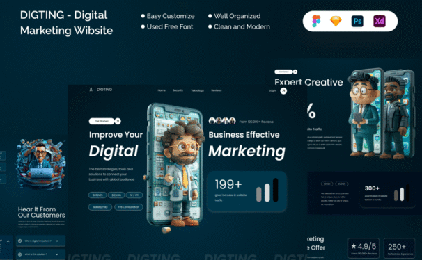 挖掘 – 数字营销网站 (FIG,PSD,SKETCH,XD)