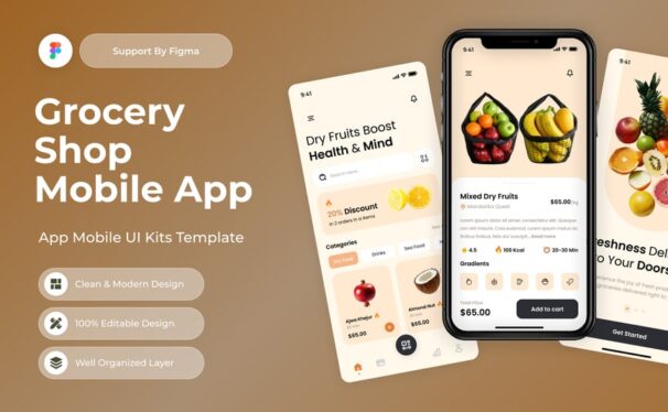 杂货店 – 杂货店移动应用 APP UI KIT (FIG)