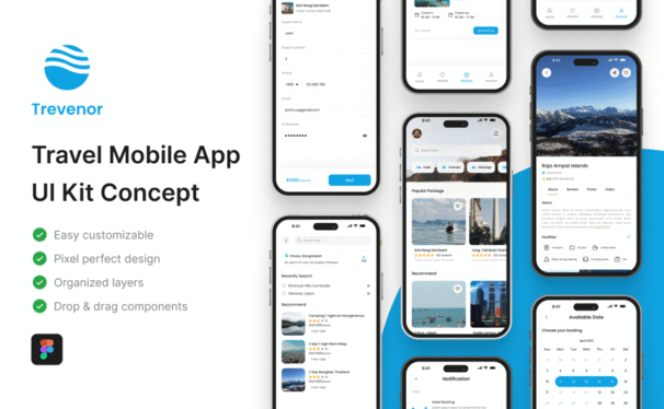 旅行移动应用APP UI KIT (FIG)