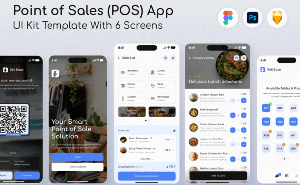 销售点POS移动应用APP UI KIT (FIG,PSD,SKETCH)