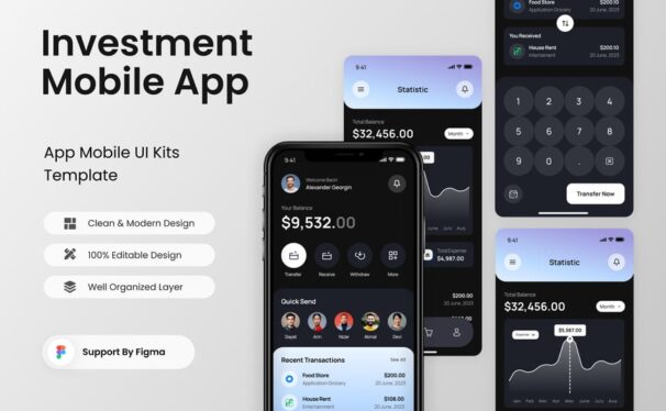 InvestEase – 投资移动应用APP UI KIT (FIG)