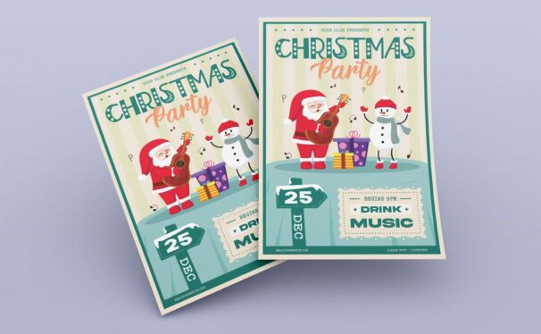 圣诞快乐派对传单海报素材 (AI,EPS,JPG,PNG)