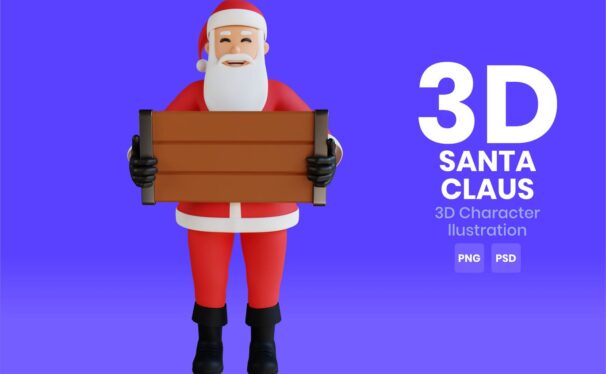 圣诞老人3D角色插画(PNG,PSD)