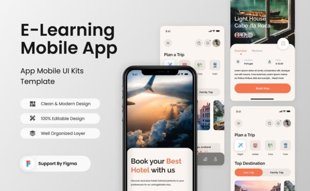 旅行预订移动应用APP UI KIT (FIG)