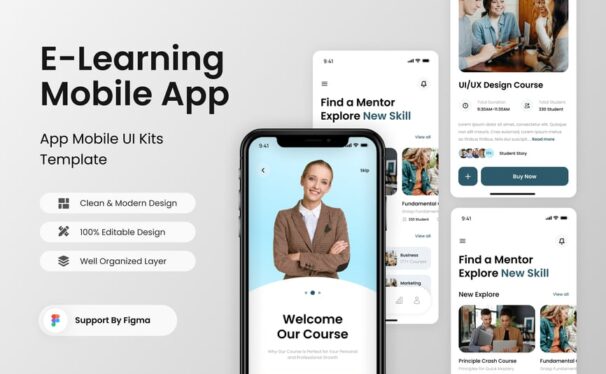 在线学习移动应用APP UI KIT (FIG)