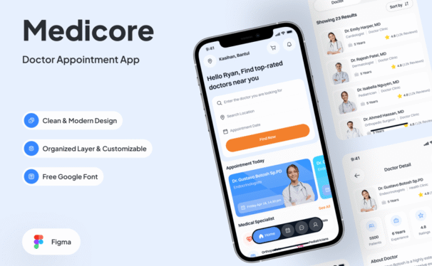 搜索医生页面APP UI KIT (FIG)