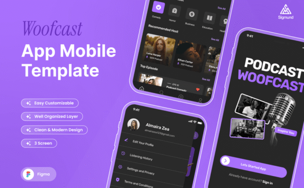播客应用程序移动APP UI KIT (FIG)