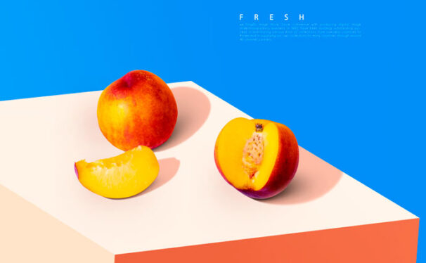 油桃水果展示广告海报设计模板 (psd)