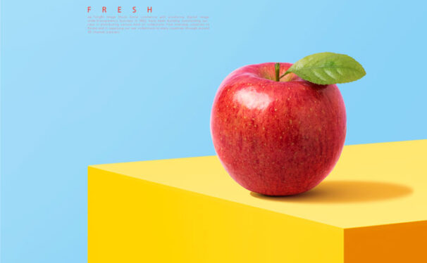 大红苹果水果海报设计模板 (psd)