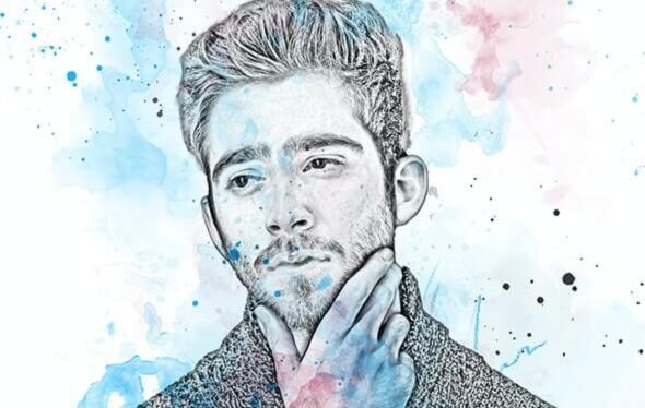 铅笔素描绘画效果照片模板 (psd)