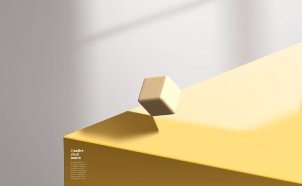 阳光阴影黄色方块创意视觉海报设计模板 (psd)