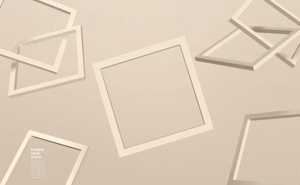 方形木框创意视觉海报设计模板 (psd)