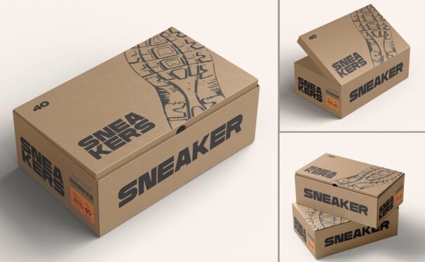 鞋盒品牌模型套件样机 (PSD)