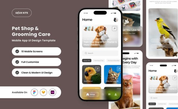 宠物服务应用APP UI KIT (FIG,SKETCH,XD)