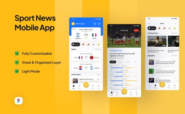 体育新闻移动应用 APP UI Kit (FIG)