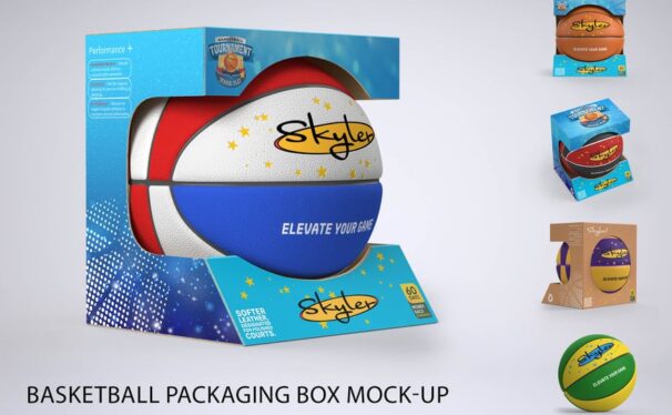 篮球包装盒模拟样机 (PSD)