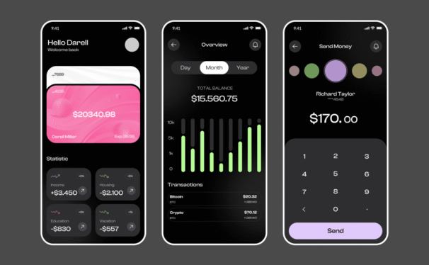 金融应用深色模式APP UI KIT (FIG)