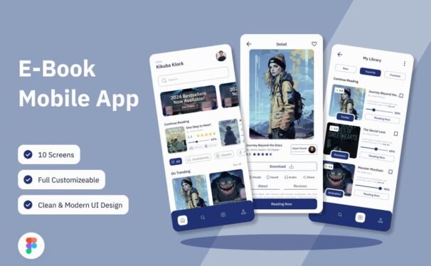 电子书移动应用 APP UI KIT (FIG)