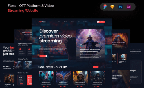 平台和视频流网站 (FIG,PSD,SKETCH,XD)