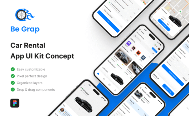 汽车租赁应用 App UI Kit (FIG)