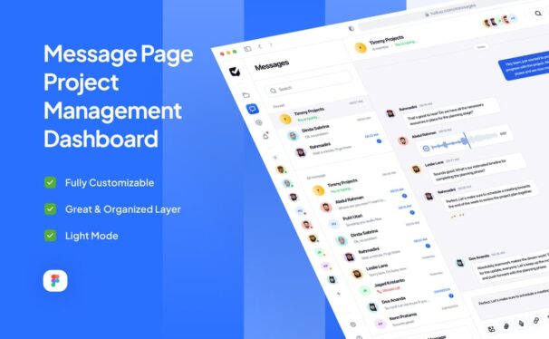 消息页面项目管理仪表盘网页UI模版 (FIG)