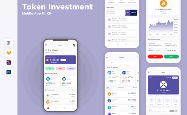 投资移动应用APP UI KIT (SKETCH,FIG,XD,PSD)