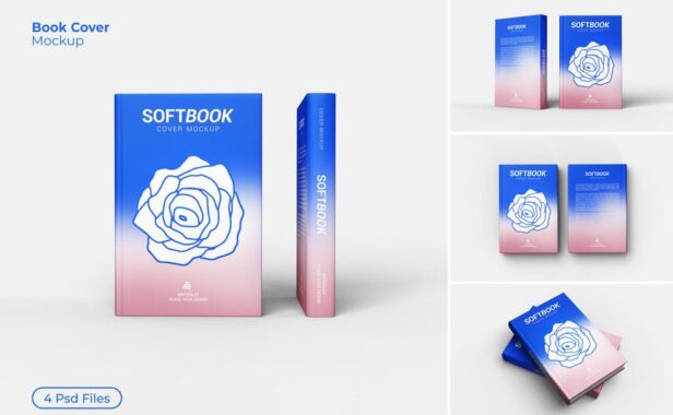 书籍封面模型样机 (PSD,JPG)