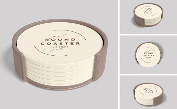 圆形杯垫设计样机 (PSD,PDF)