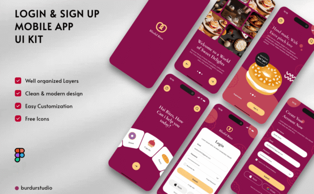 登录和注册移动应用APP UI KIT (FIG)