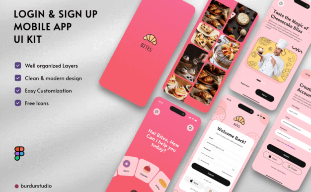 登录和注册移动应用APP UI KIT (FIG)