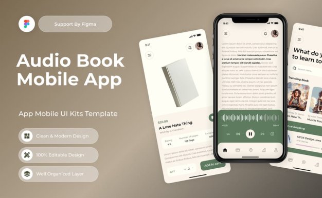 音频书籍移动应用 APP UI KIT (FIG)