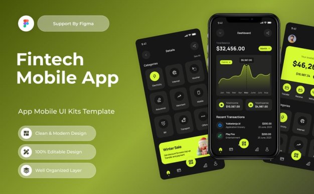 金融科技移动应用 APP UI KIT (FIG)