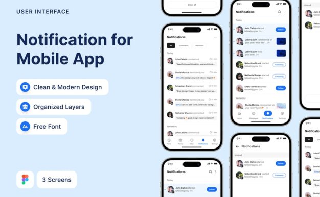 资讯移动应用程序v2通知 APP UI KIT (FIG)