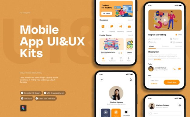 学习应用程序 – 移动应用APP UI KIT (FIG)