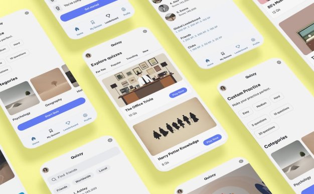 测验、测试、测验、知识和问答游戏应用APP UI KIT (FIG,XD,SVG,SKETCH,PSD)