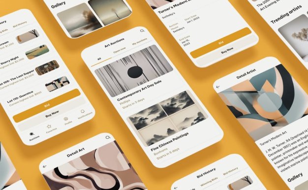 艺术品拍卖、招标行、投标市场应用APP UI KIT (FIG,SKETCH,SVG,XD,PSD)