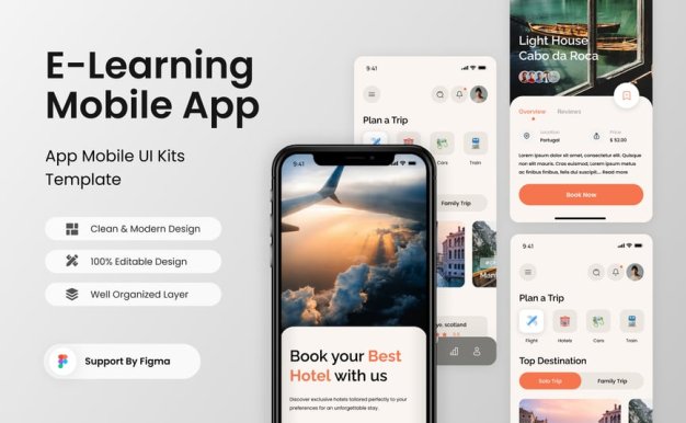 旅行预订移动应用APP UI KIT (FIG)