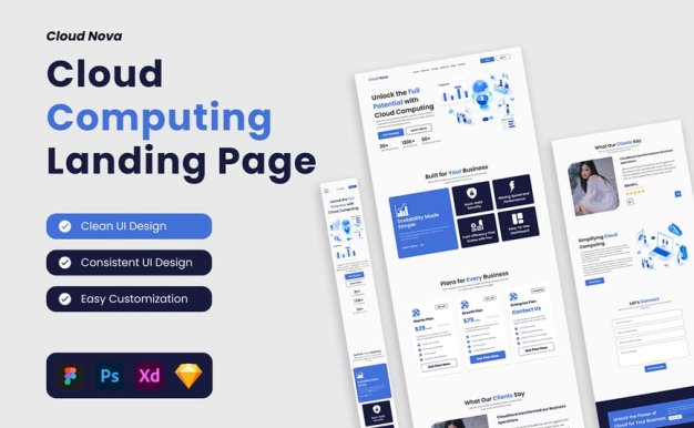 云计算登陆页面网页模板 (FIG,PSD,SKETCH,XD)