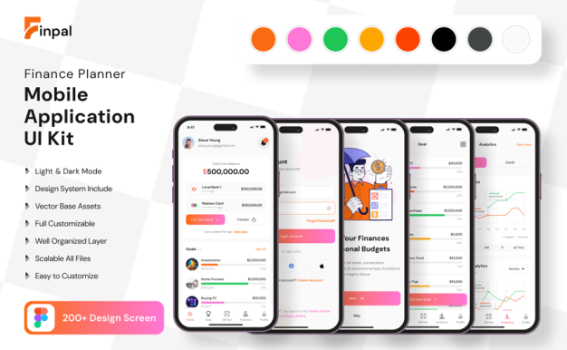财务规划师移动应用APP UI KIT (FIG)