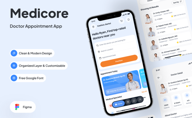 搜索医生页面APP UI KIT (FIG)