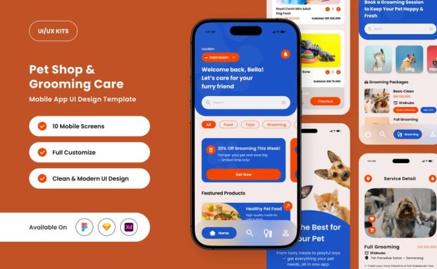 宠物店应用APP UI KIT (FIG,SKETCH,XD)