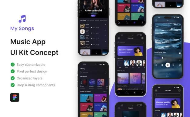 我的歌曲 – 音乐应用 APP UI KIT (FIG)