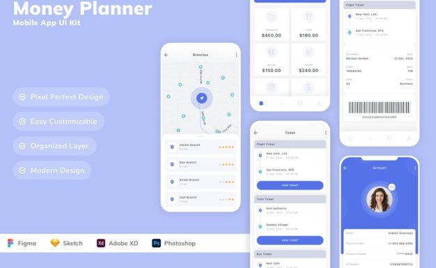 理财规划师移动应用APP UI KIT (SKETCH,FIG,XD,PSD)