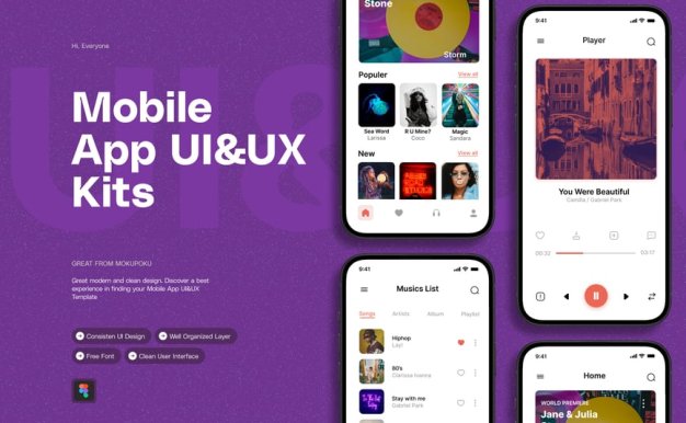 世界音乐 – 移动应用APP UI KIT (FIG)