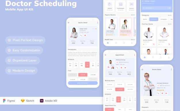 医生调度移动应用APP UI KIT (SKETCH,FIG,XD)