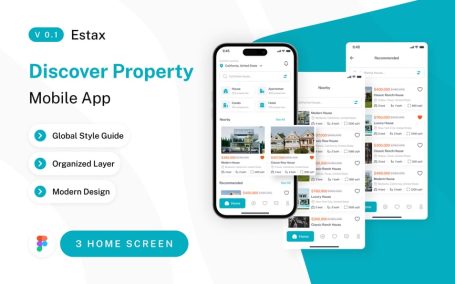 主屏幕房地产移动应用APP UI KIT (FIG)