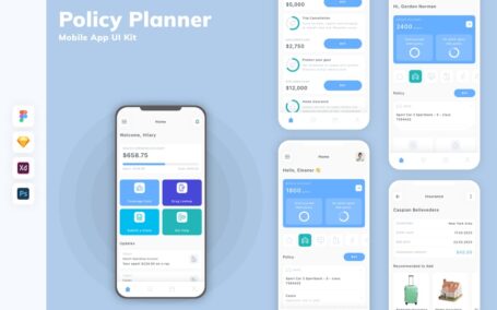 政策规划器移动应用APP UI KIT (SKETCH,FIG,XD,PSD)